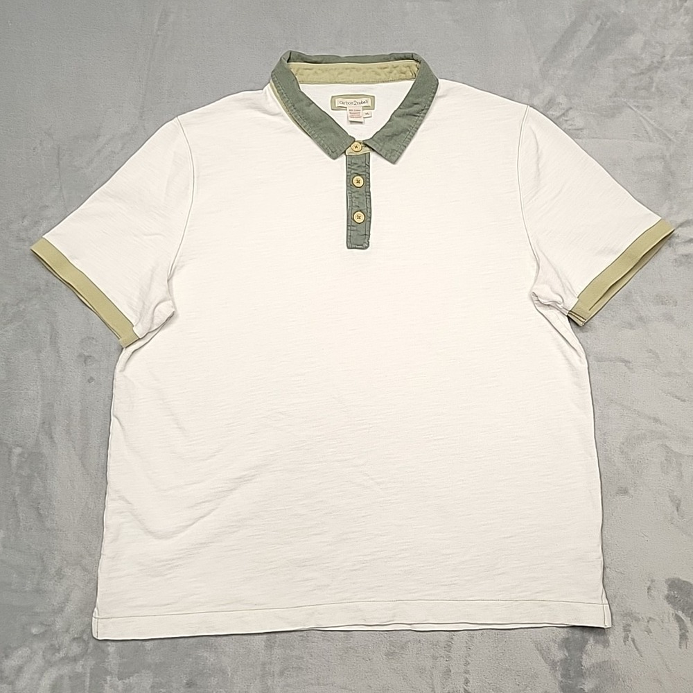 Carbon 2 Cobalt Shirt Mens XL White Contrast Trim Slub Knit Polo Short Sleeve